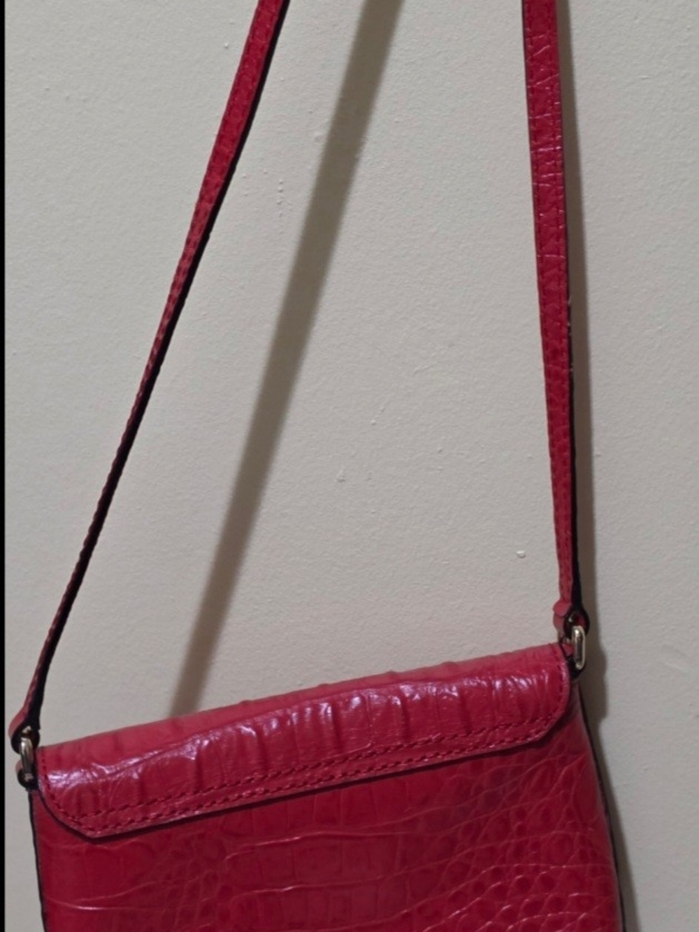 Kate Spade Red Embossed Crossbody Bag with Gold Lock - Picture 9 of 13